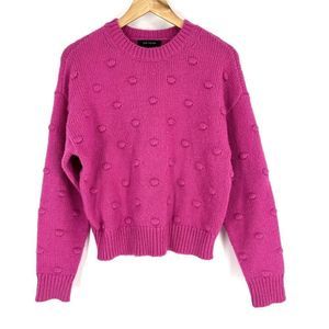 Ann Taylor Pink Textured Crew Neck Sweater